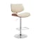 Armen Living Leland Adjustable Cream Faux Leather and Chrome Finish Bar Stool LCLEBAWACR - alternate 1